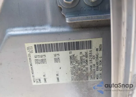 2011 Nissan Altima Hybrid from USA, damaged, VIN 1N4CL2AP6BC182886